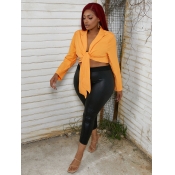 LW Plus Size Bandage Design Solid Blazer Jacket