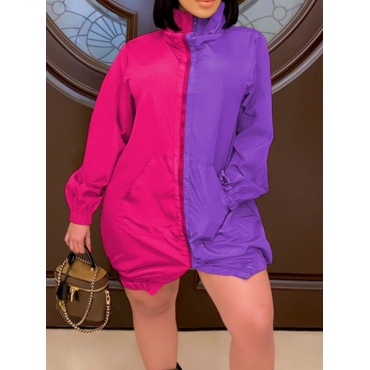 

LW Plus Size Turtleneck Patchwork Dress (Without Waist-bag), Purple