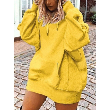 

LW BASICS Plus Size Kangaroo Pocket Oversized Sweat Dress, Yellow