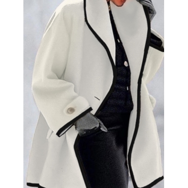 

LW Plus Size Button Design Loose Wool Overcoat, White