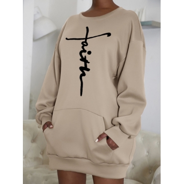 LW Sweat Faith Drawing Pocket Design Dress от Lovelywholesale WW