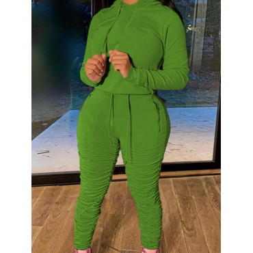 

LW Ruched Drawstring Tracksuit Set, Green