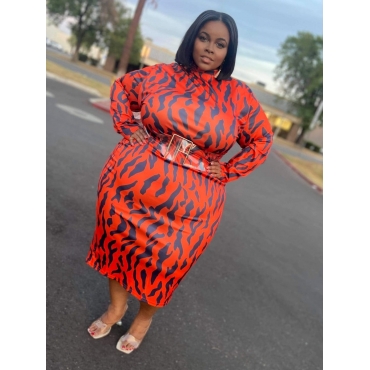 

LW SXY Plus Size Animal Print Bodycon Dress, Red