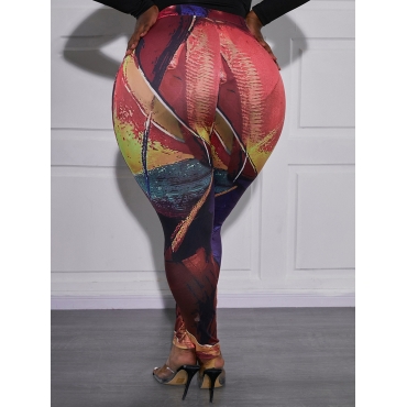 

LW Plus Size Mixed Print Skinny Pants, Multi