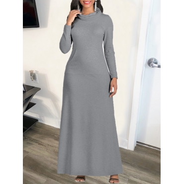 

LW Gathered Roll Neck Kangaroo Pocket Dress, Grey