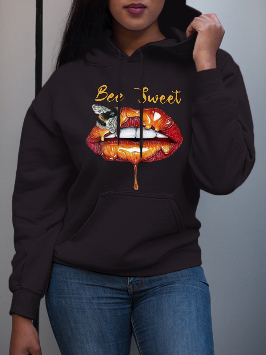 LW Plus Size Lip Letter Print Hoodie