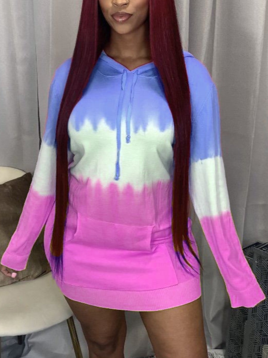 

LW Tie-dye Kangaroo Pocket Sweat Dress, Purple