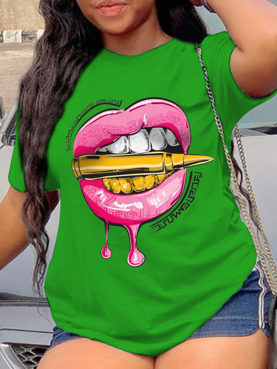 LW Plus Size Lip Letter Print T-shirt