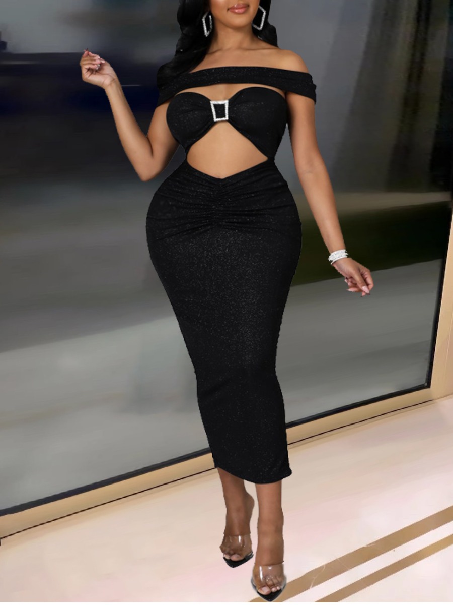 LW SXY Off The Shoulder Cut Out Bodycon Dress