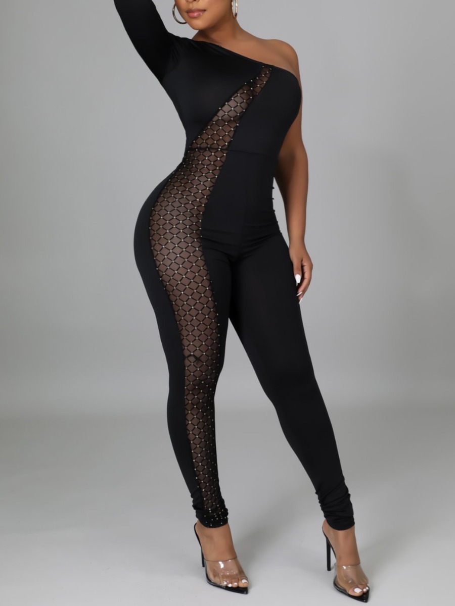 LW One Shoulder See-through Jumpsuit