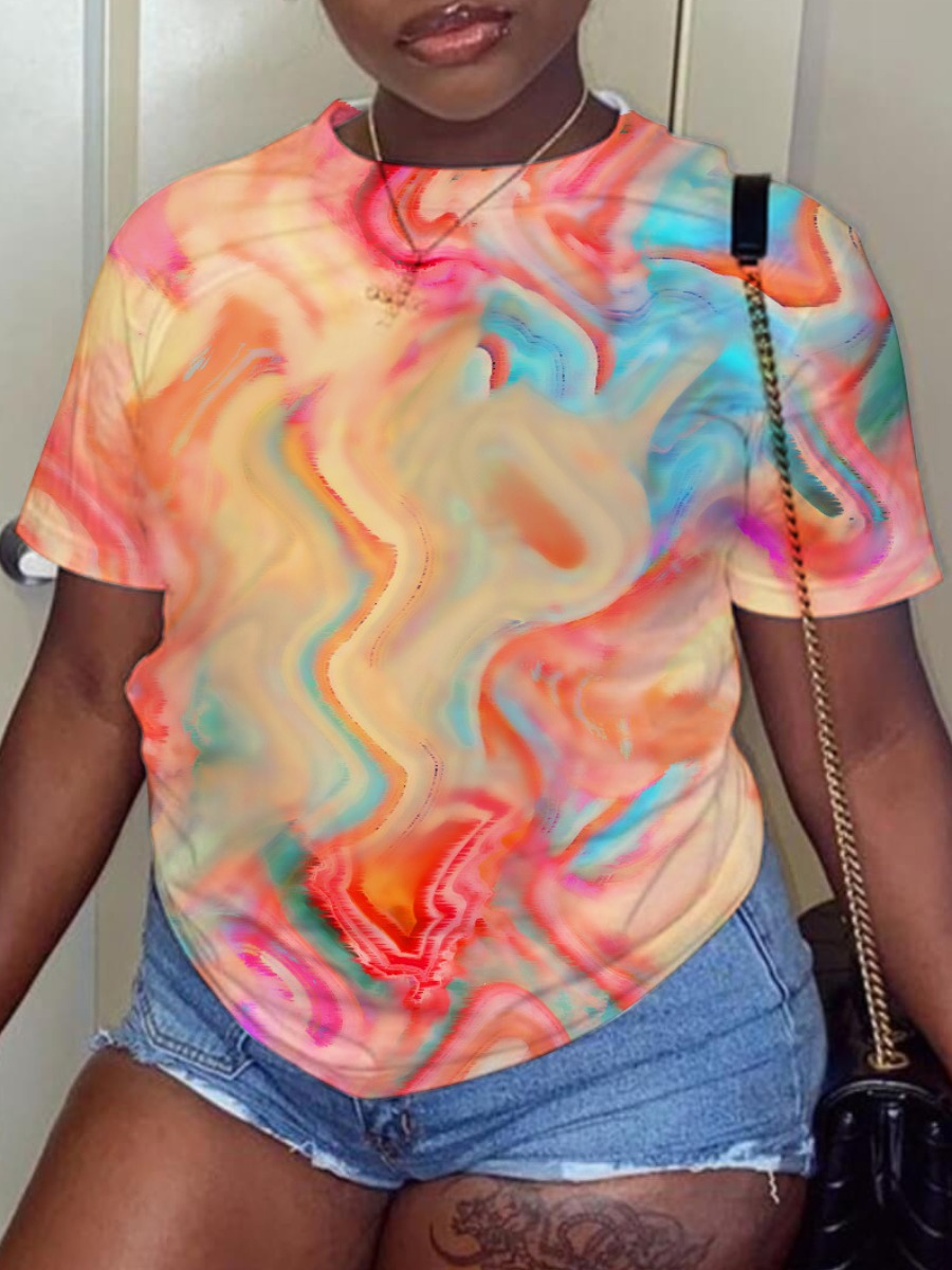 

LW Round Neck Tie-dye T-shirt, Multi