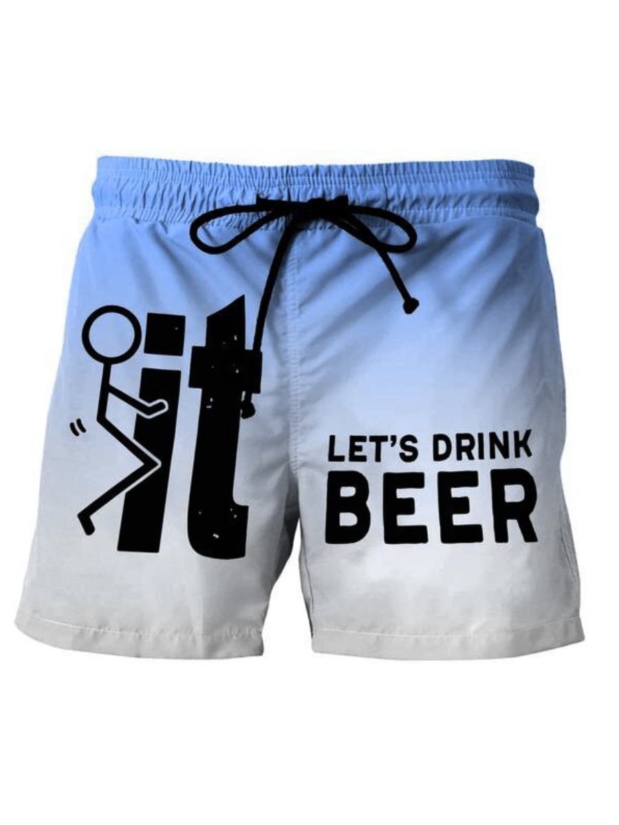 

LW BASICS Men Gradient Letter Print Shorts, Blue