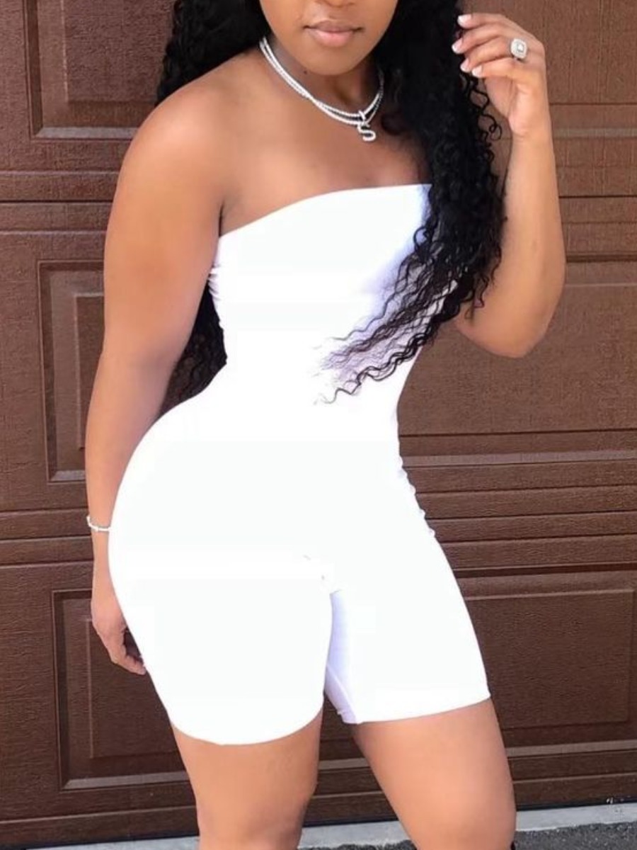 

LW SXY Off The Shoulder Skinny Romper, White