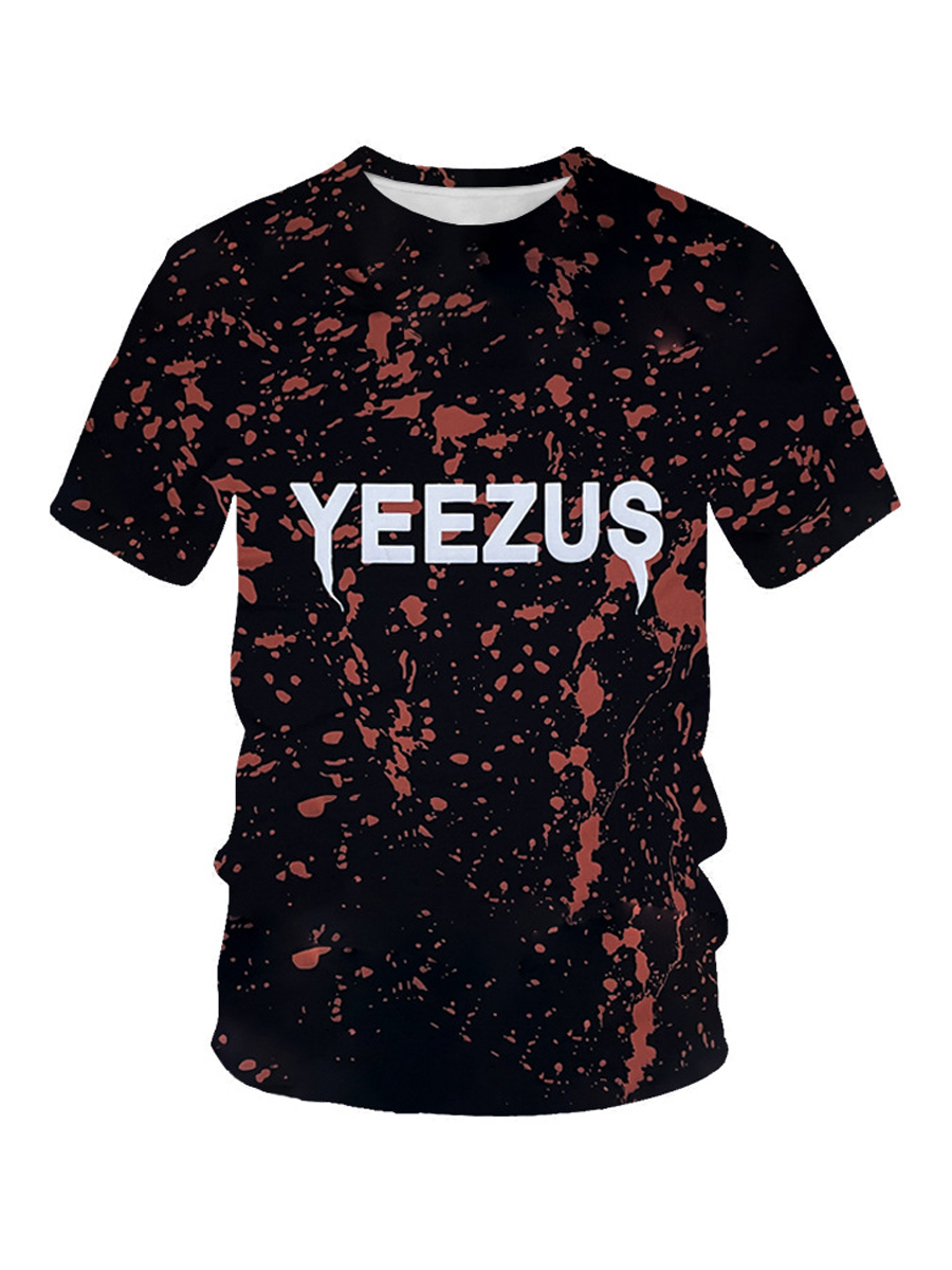 

LW Men Letter Print Tie-dye T-shirt, Black
