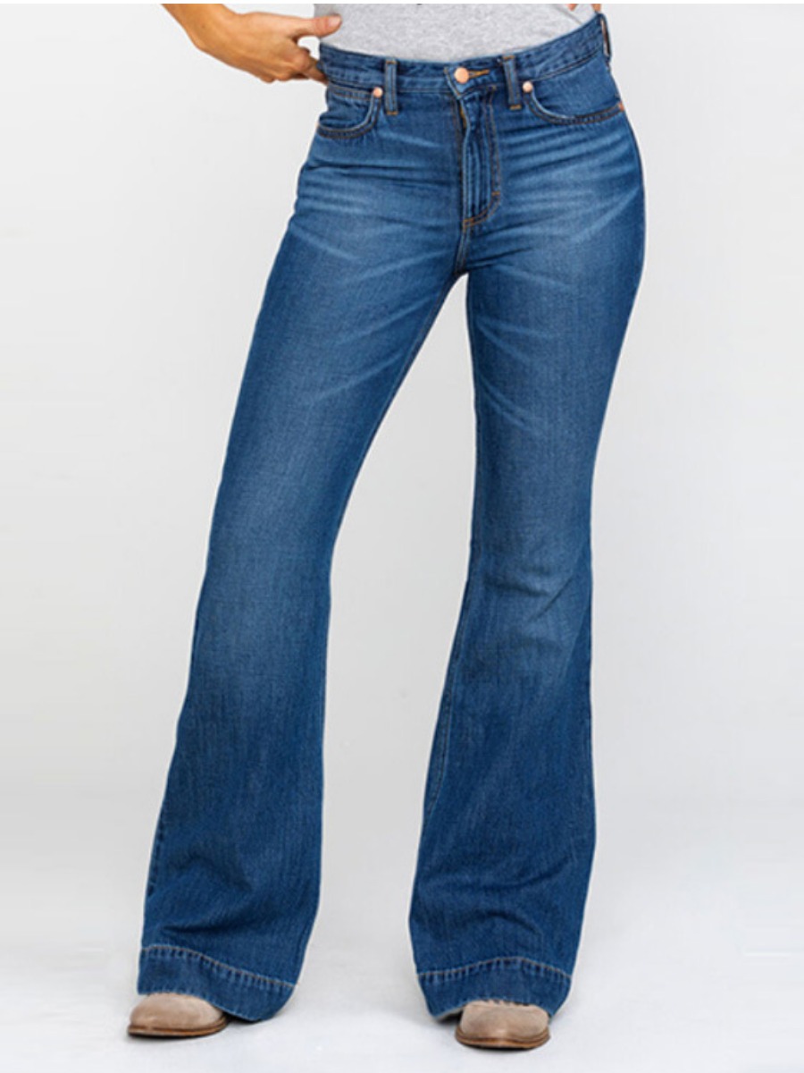 

LW High Waist Vintage Classic Flare Hem Jeans, Blue