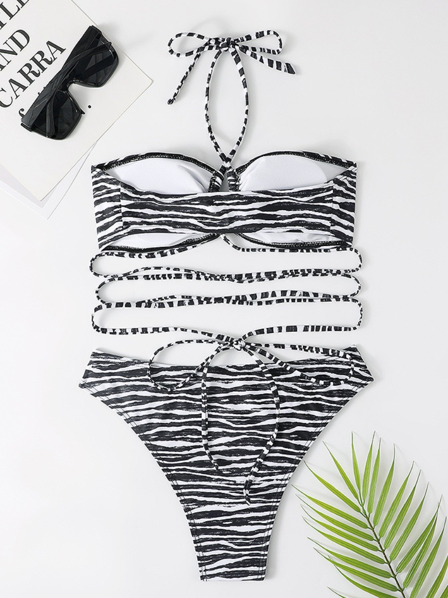 LW Zebra Striped Bandage Design Bikini Set