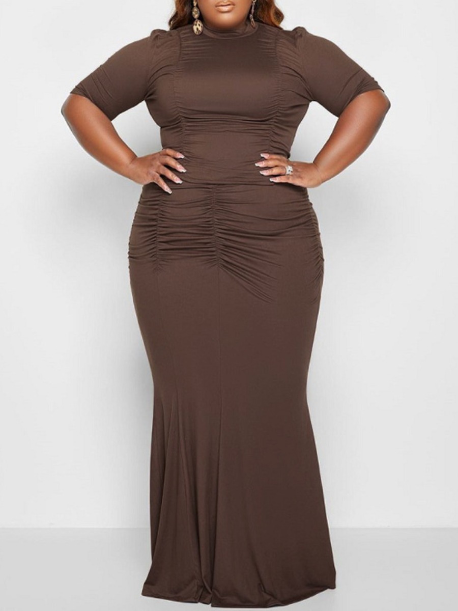 

LW Plus Size Ruched Mermaid Skirt Set, Brown