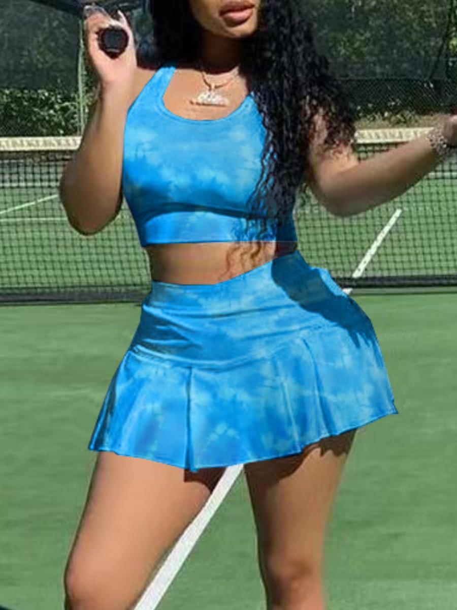 

LW Tie-dye Skirt Overlay Shorts Set, Blue