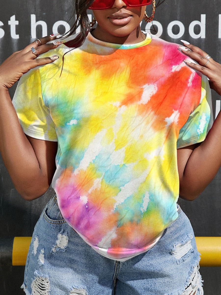 

LW Round Neck Tie-dye T-shirt, Multi