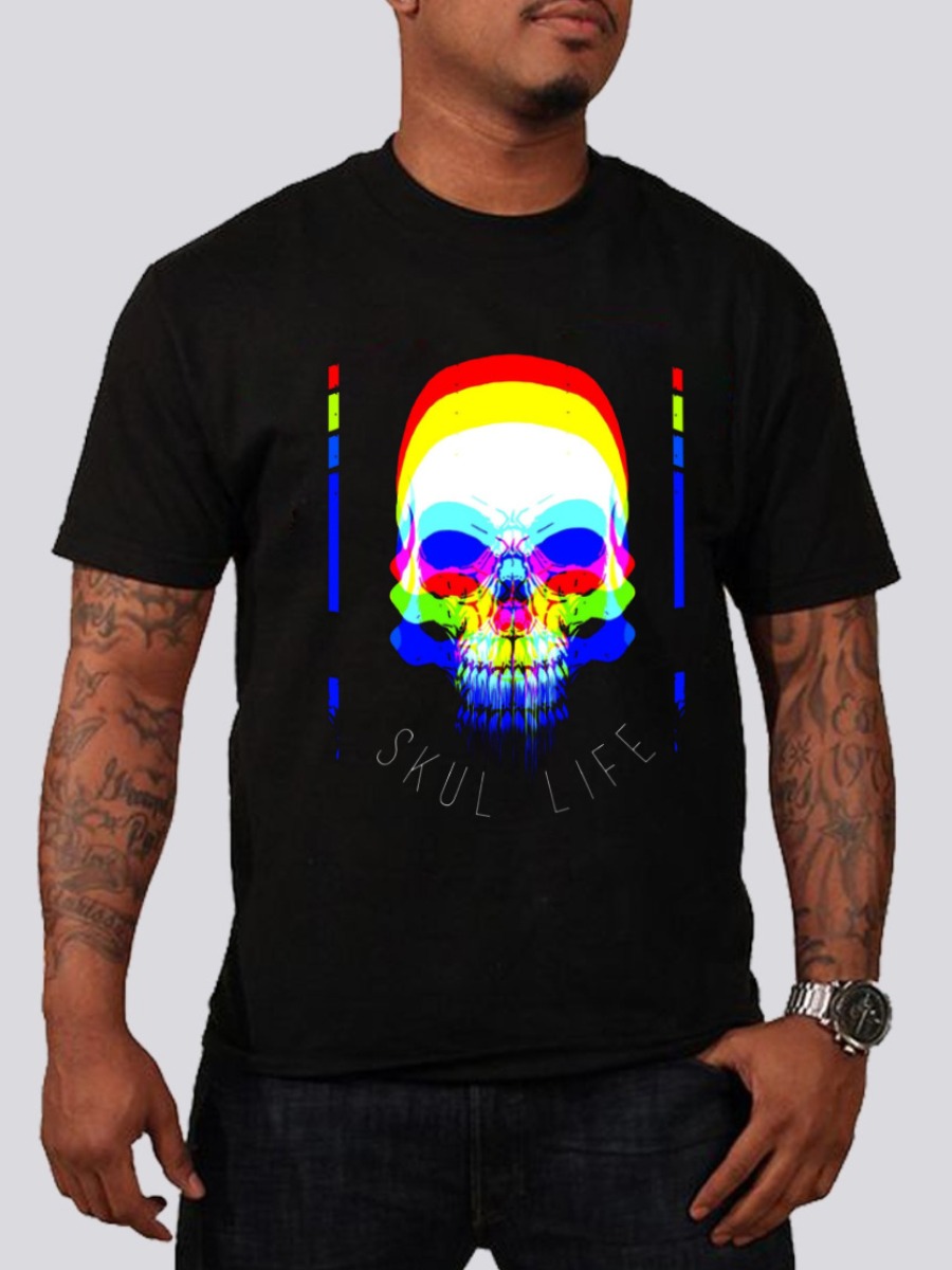 LW Men Skull Head Letter Print T-shirt