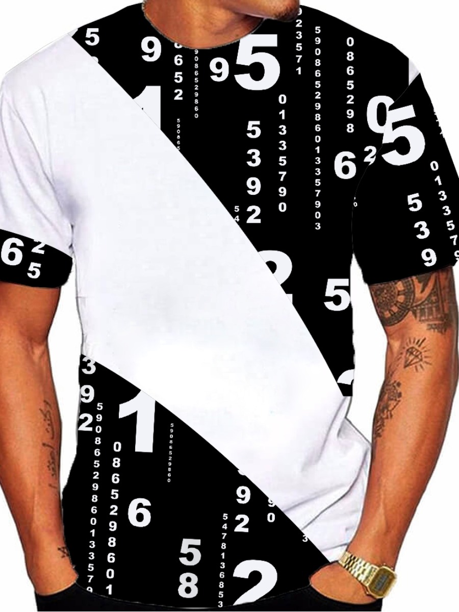 

LW BASICS Men Round Neck Lettter Print T-shirt, Black