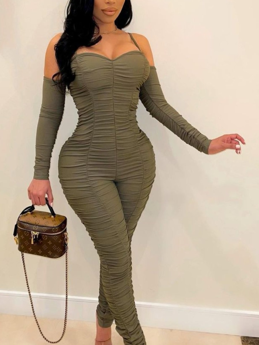 

LW Ruched Cami Jumpsuit, Olive