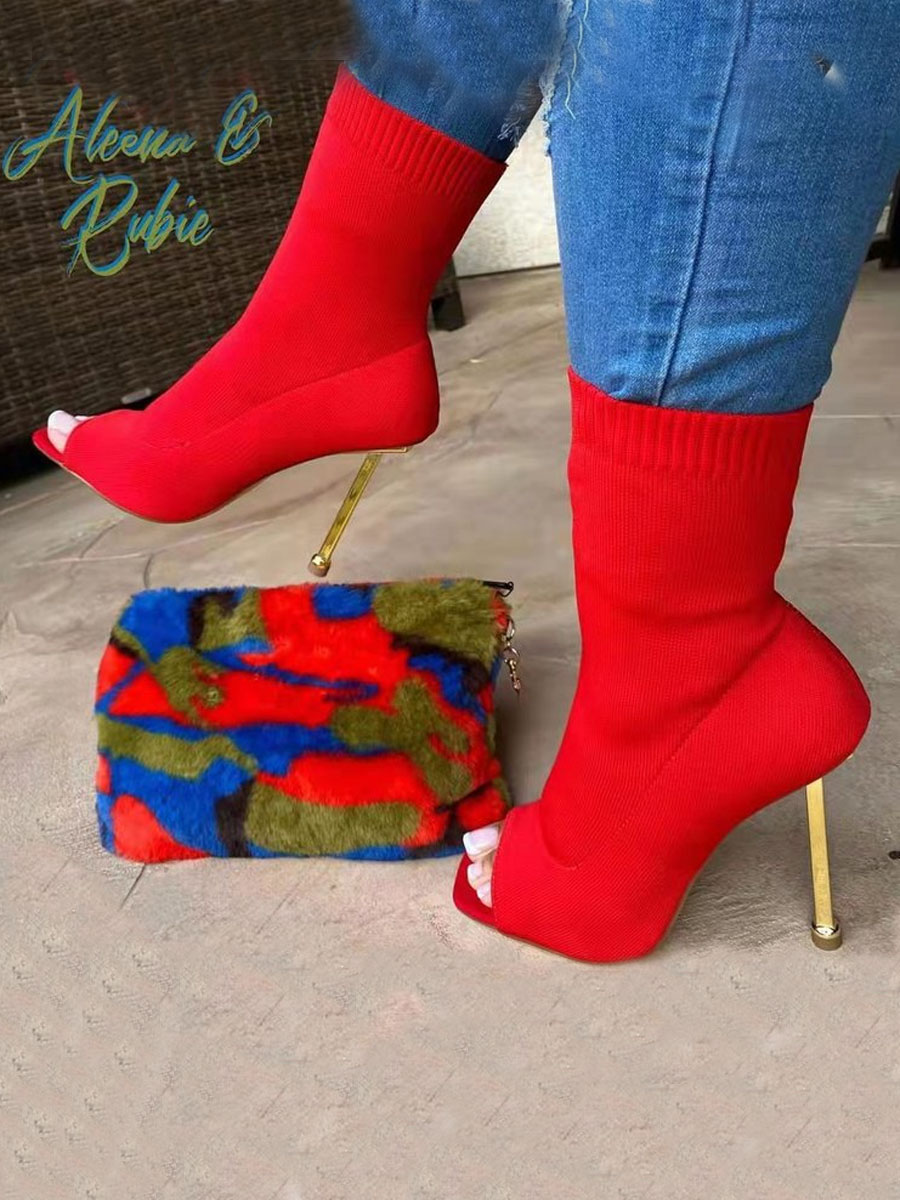 

LW Peep Toe Booties, Red