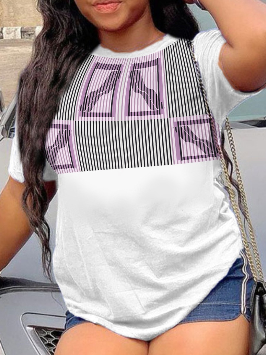 

LW Striped Patchwork T-shirt, White