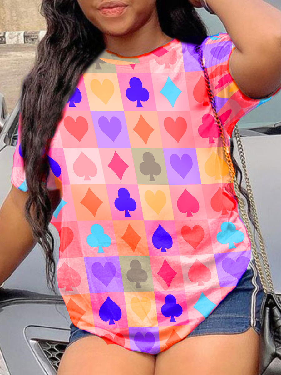 LW Heart Plaid Print T-shirt