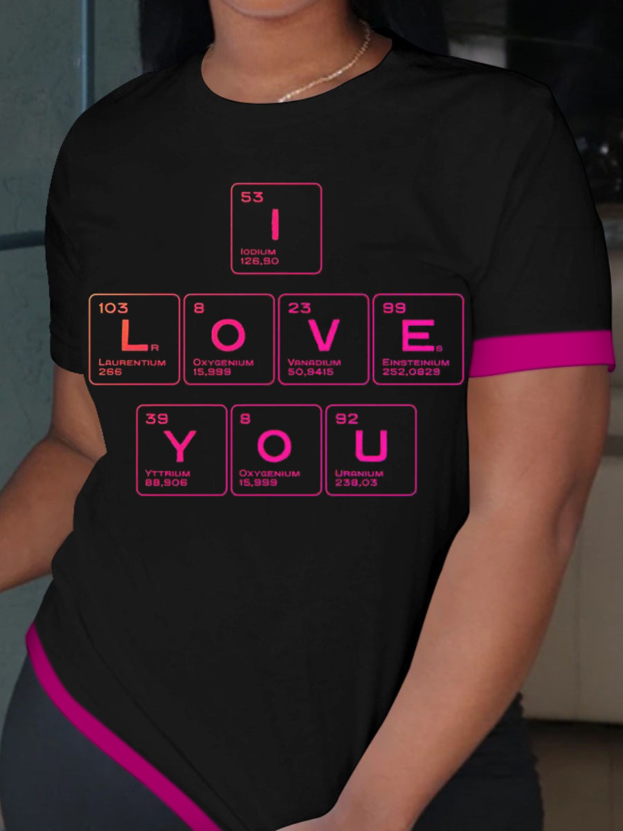 

LW Plus Size Geometric Letter Print T-shirt, Black