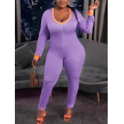 LW Plus Size V Neck Striped Jumpsuit