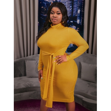 

LW Plus Size Bandage Design Bodycon Dress, Yellow