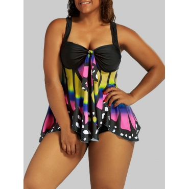 

LW Plus Size Butterfly Print Tankini, Yellow
