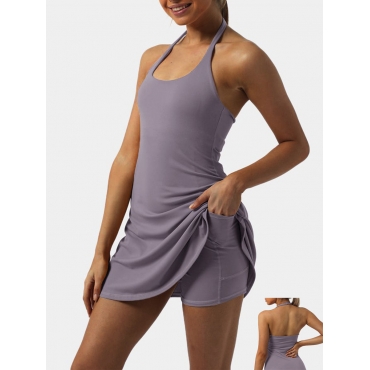 

LW Lightweight Pocket Design Yoga 2-in-1Tennis Dress, Purple