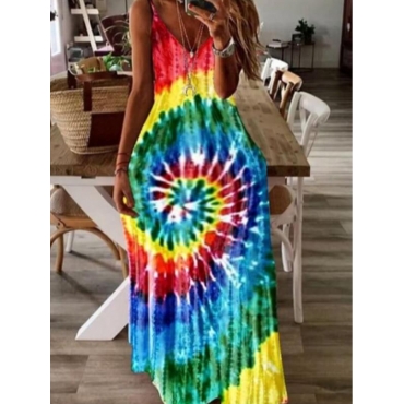 

LW Plus Size Bohemian Tie-dye Red Ankle Length Dress