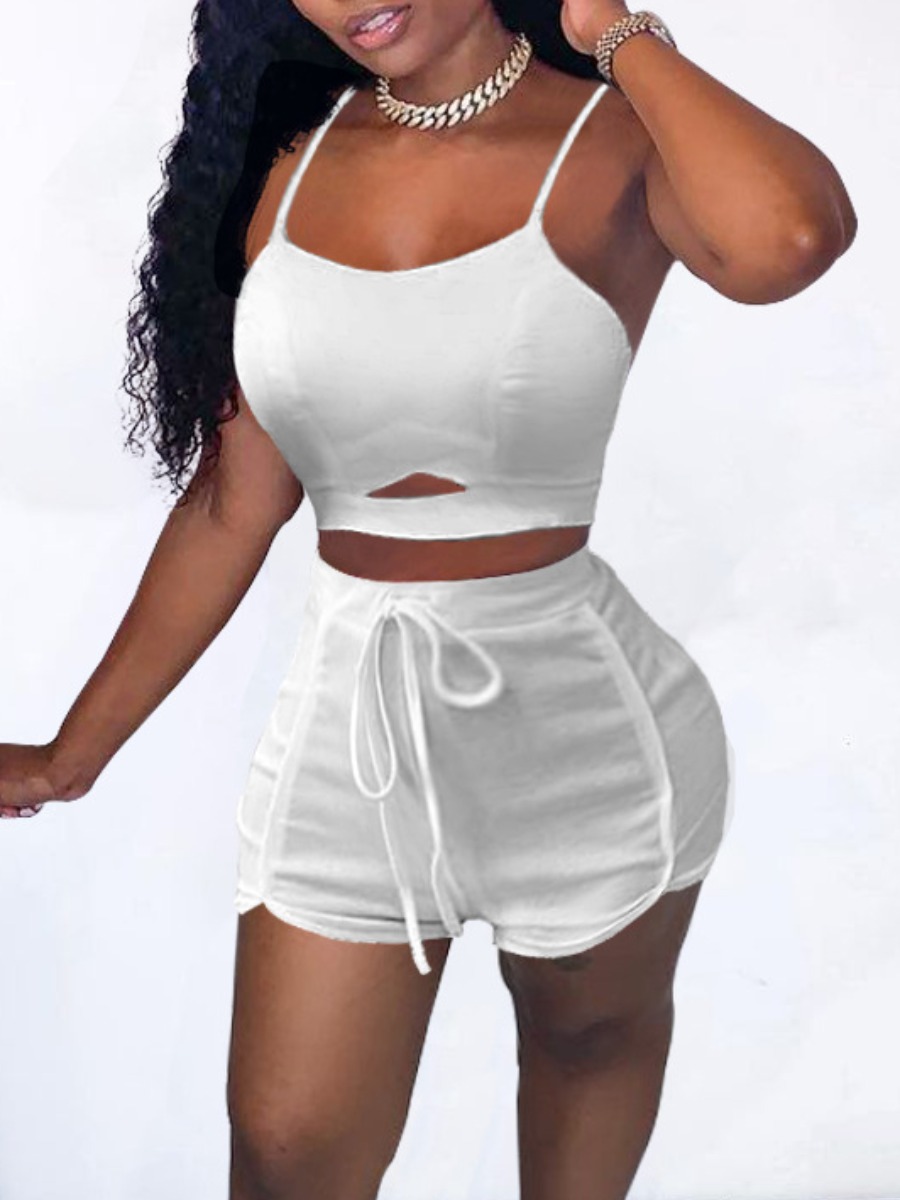 

LW Cami Drawstring Shorts Set, White