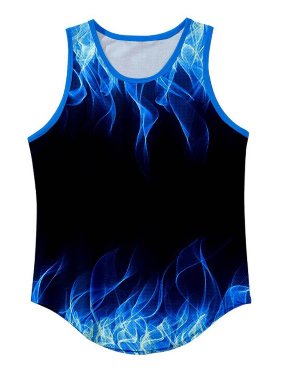 

LW BASICS Men Round Neck Tie-dye Vest, Blue