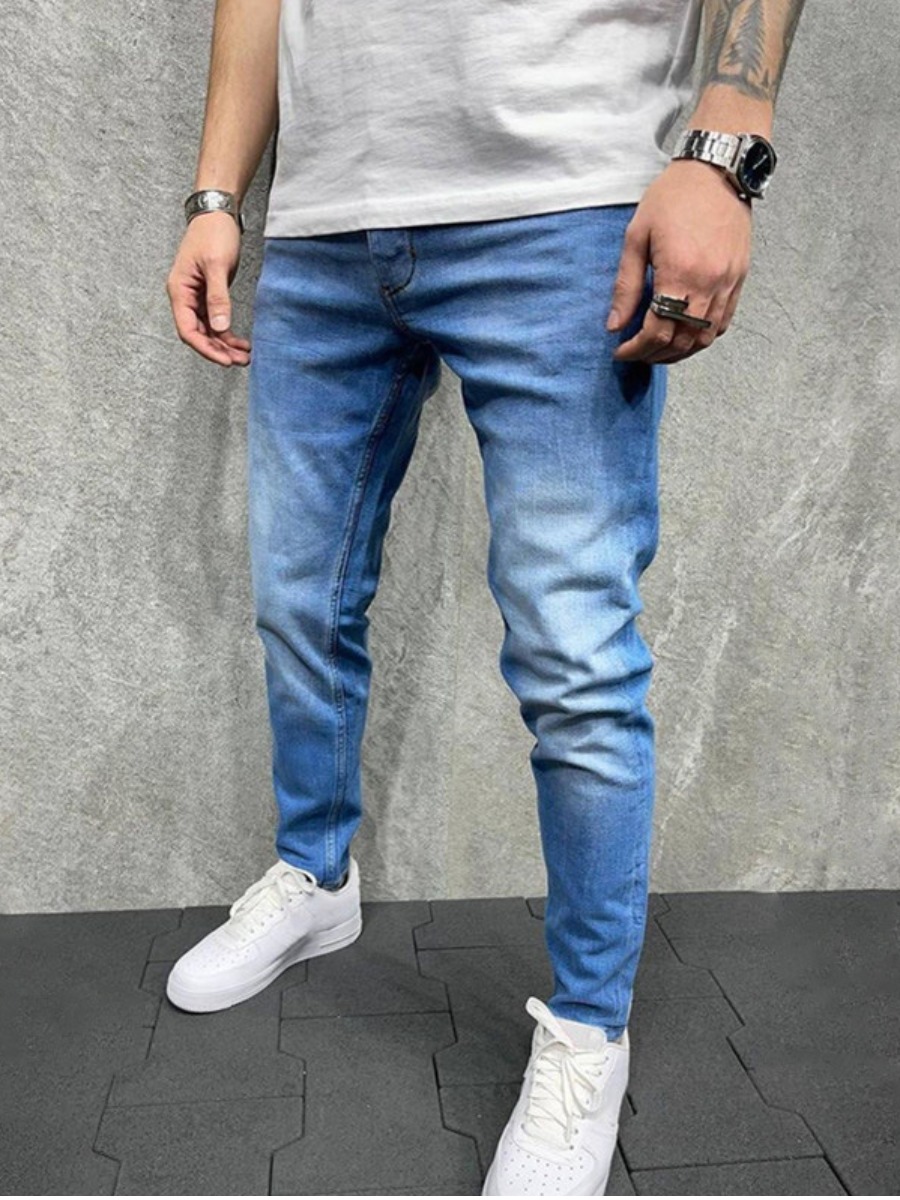 

LW Men Denim Mid Waist Skinny Jeans, Baby blue