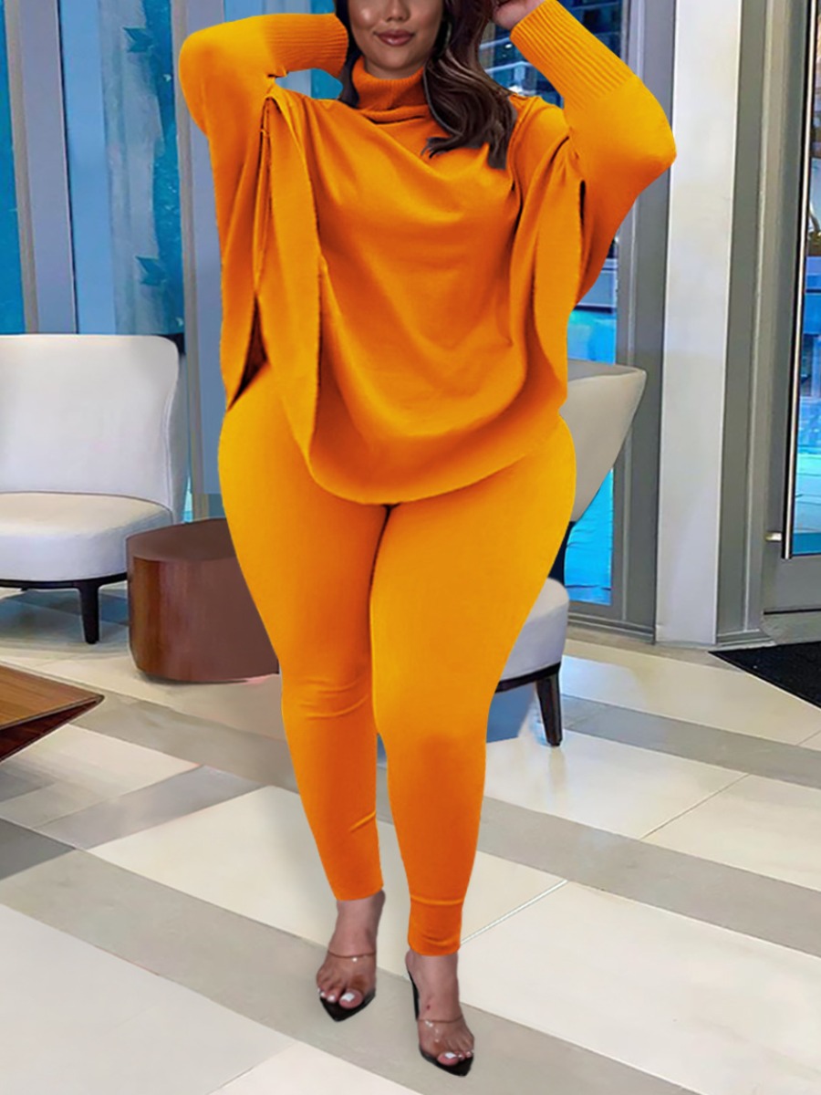 

LW Plus Size Turtleneck Loose Pants Set, Croci