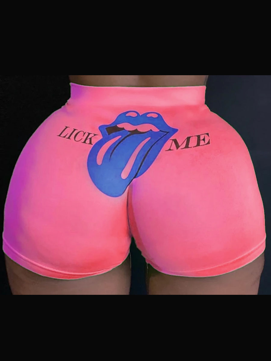 LovelyWholesale Sportswear Lip Print Red Shorts Summer Casual Letter Spring Summer 2024
