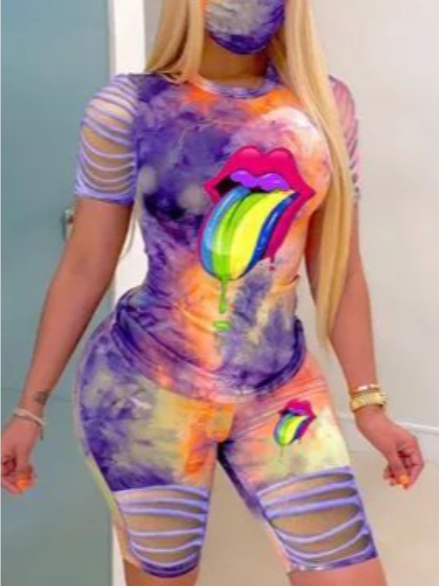 

LW Tie-dye Ripped Romper, Multi