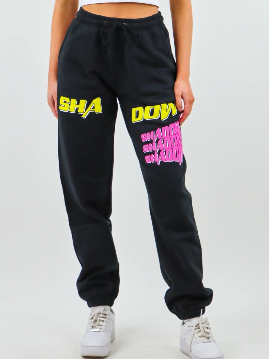 

LW Letter Print Drawstring Sweatpants, Black