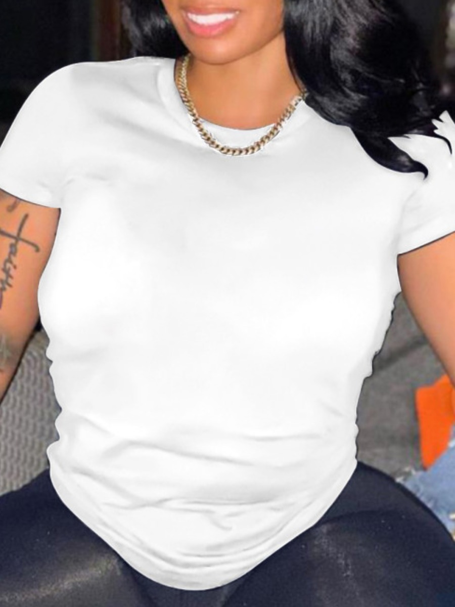 

LW Plus Size Round Neck Regular Fit T-shirt, White