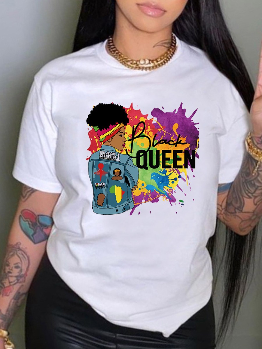 LW BASICS Polyester Queen Print Regular T-shirt