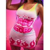 LW Gradient Letter Print Music Festival Bodycon Dr