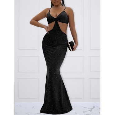 

LW SXY Cami Cut Out Mermaid Prom Dress, Black