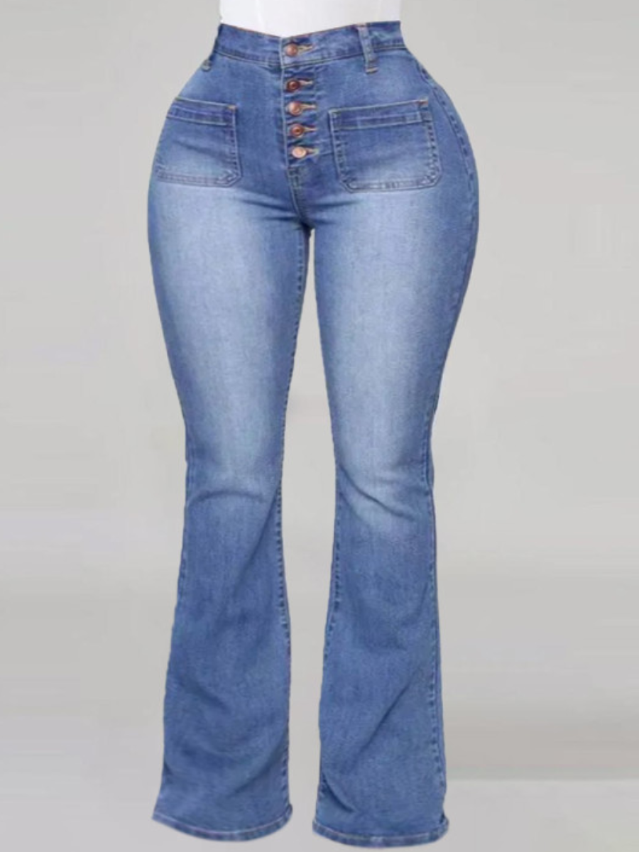 

LW Plus Size High-waisted Stretchy Jeans, Baby blue