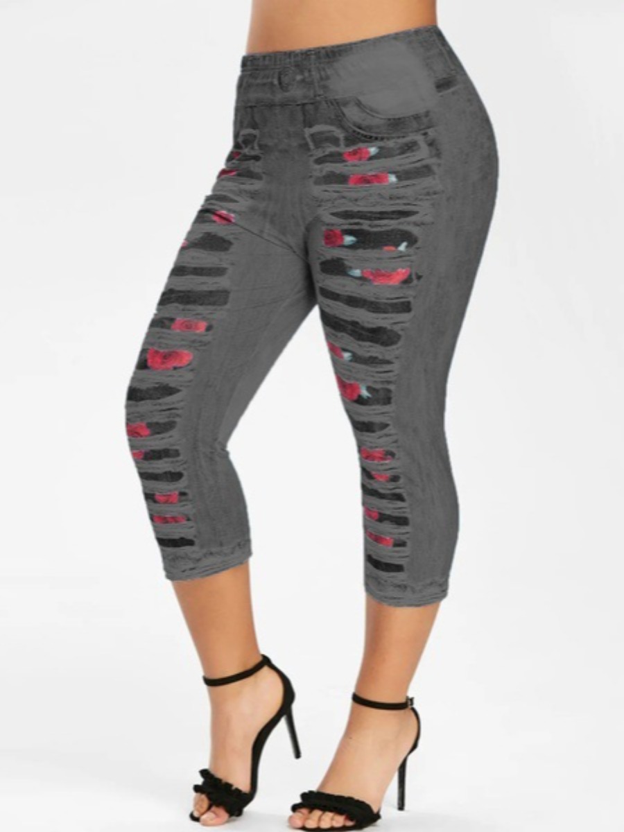 

LW Plus Size Ripped Yoga Leggings, Black