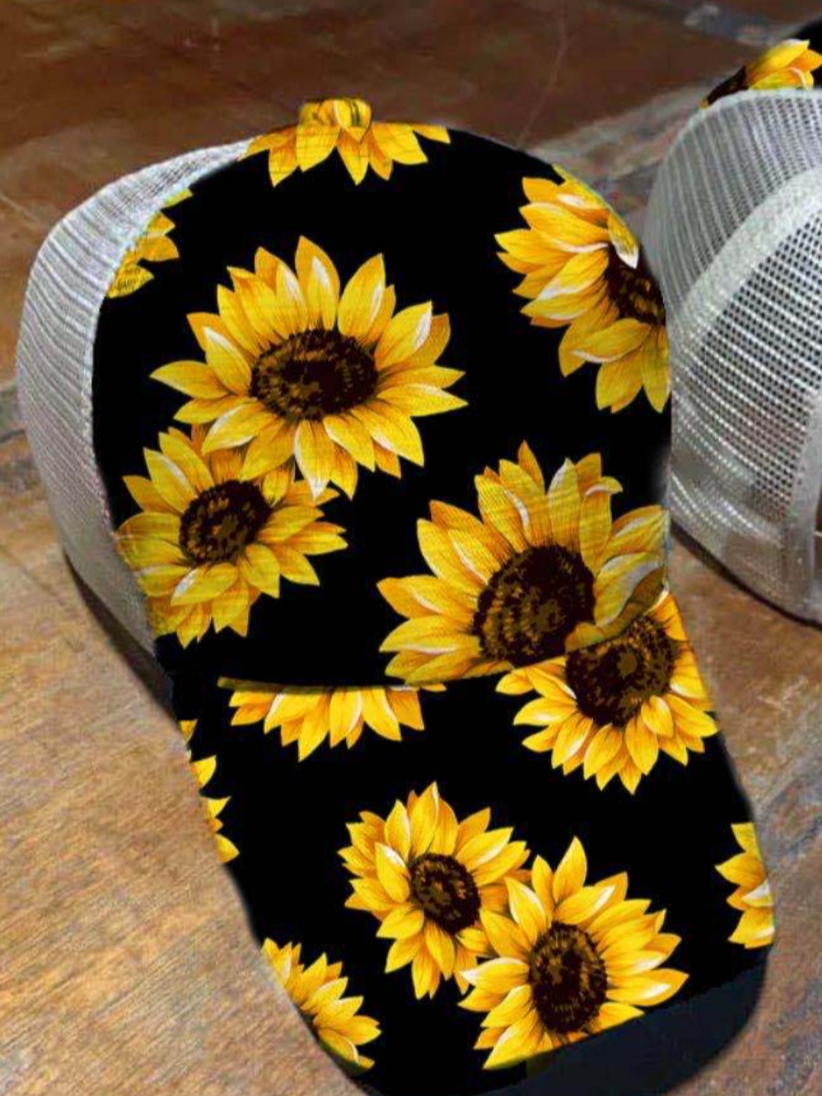 

LW Sunflower Print Hat, Black