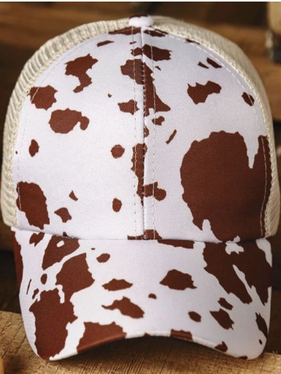 

LW Cow Print Hat, Milk white